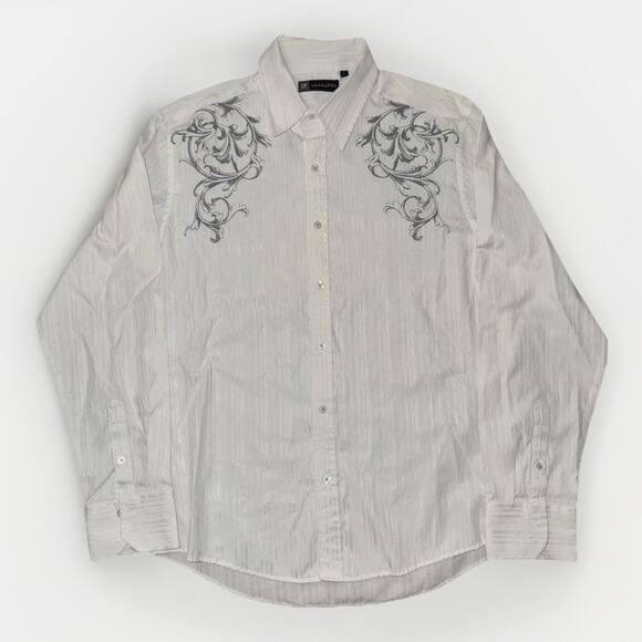 Level Ten Men’s Embroidered Western Button Down Shirt White Large 20x27 Cowboy - Picture 1 of 6